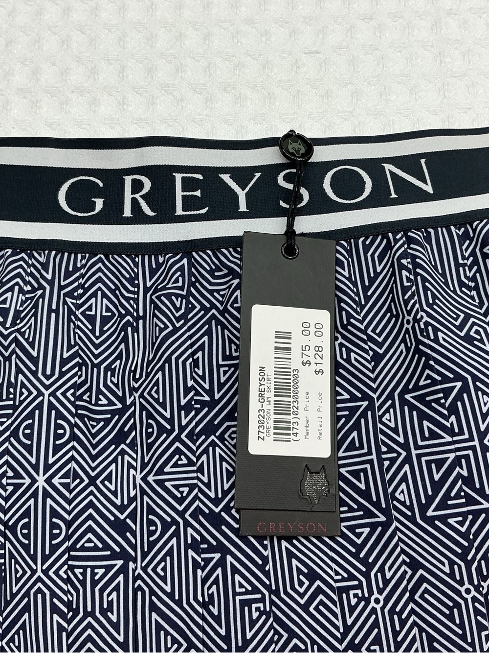 Greyson Navy & White Geometric Pleated Skater Skirt - Picture 3 of 10